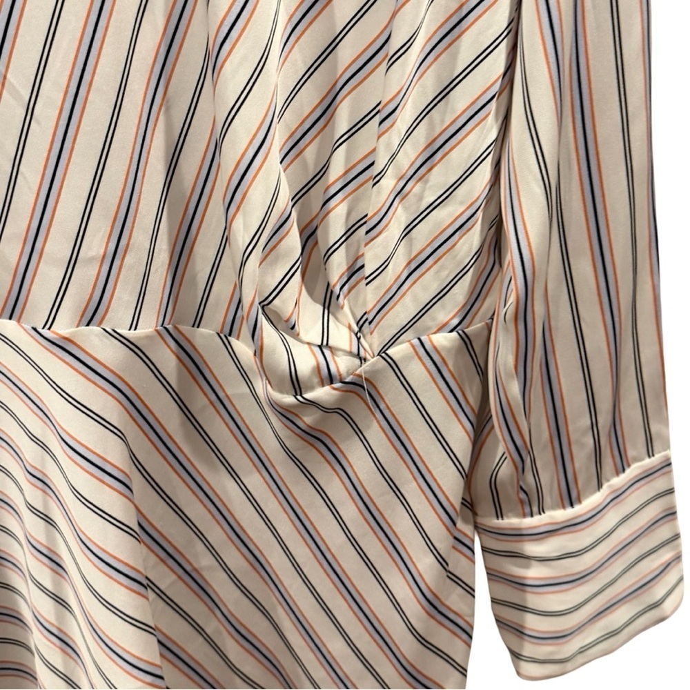 Lewit Laurie striped draped asymmetric silk blend top Womens XL NWOT - Picture 4 of 8